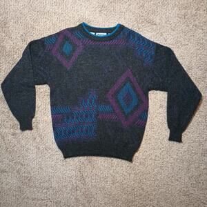 VTG Zeppelin Sweater Mens XLarge Pullover Acrylic Retro Abstract 90s Gold Thread